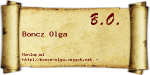 Boncz Olga névjegykártya